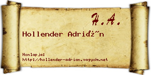Hollender Adrián névjegykártya